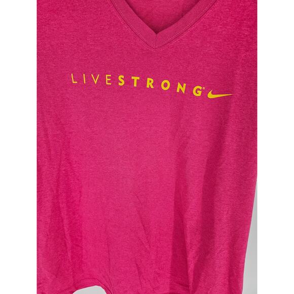 Nike Live Strong Women's Pink V-neck Short Sleeve Athletic Dri-Fit Top Size M - Picture 2 of 4
